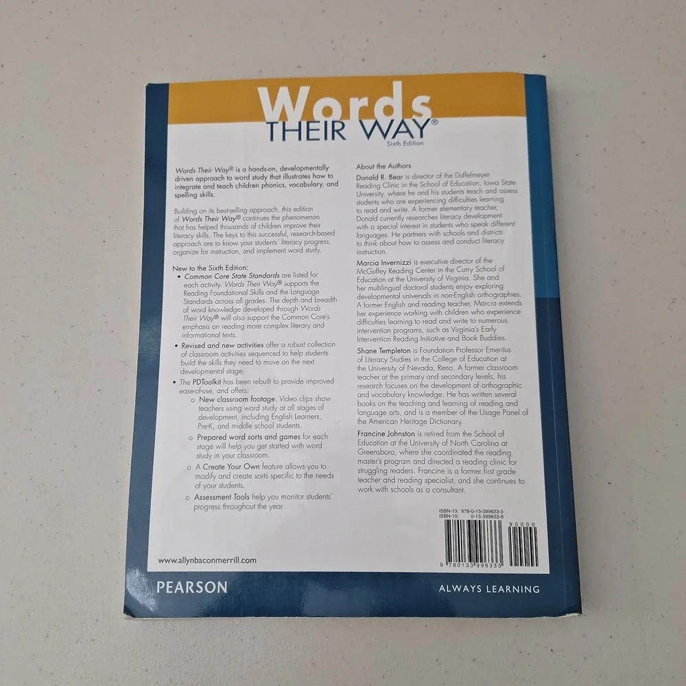 Words Their Way : Word Study for Phonics, Vocabulary, and Spelling Instruction